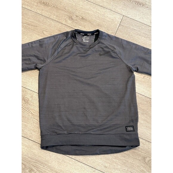 Nike Golf Dri Fit Grey Long Sleeve Crew Neck Pullover Swoosh Mens Medium - Picture 1 of 8